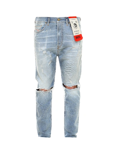 Diesel D-vider Distressed Jeans In Blue