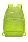 Nike Brasilia Mesh Training Backpack In Volt/white