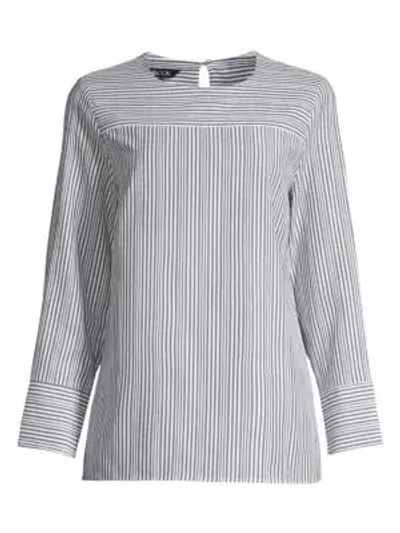 Misook Mixed Striped Blouse In Black White
