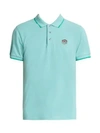 Kenzo Tiger Embroidery Cotton Polo In Aqua