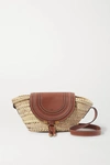 CHLOÉ MARCIE SMALL STRAW AND TEXTURED-LEATHER SHOULDER BAG