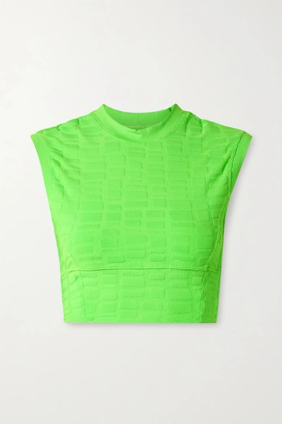 Twenty Montreal Rothko 3d Cropped Stretch Jacquard-knit Top In Bright Green
