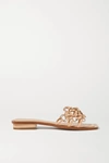 CULT GAIA BEA EMBELLISHED WOVEN LEATHER SANDALS