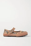 BURBERRY RUBBER-TRIMMED CHECKED CANVAS FLATS