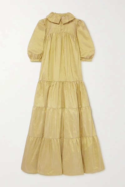 Avavav Tiered Silk-taffeta Maxi Dress In Chartreuse