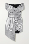 Alexandre Vauthier Off-the-shoulder Gathered Lamé Mini Dress In Silver
