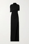 BRANDON MAXWELL CAPE-EFFECT DRAPED STRETCH-JERSEY GOWN