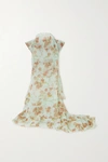 BROCK COLLECTION BOW-DETAILED TIERED FLORAL-PRINT SILK-ORGANZA MAXI SKIRT