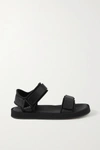 THE ROW HOOK AND LOOP LEATHER AND STRETCH SANDALS