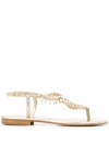 EMANUELA CARUSO JEWEL LEATHER THONG SANDALS