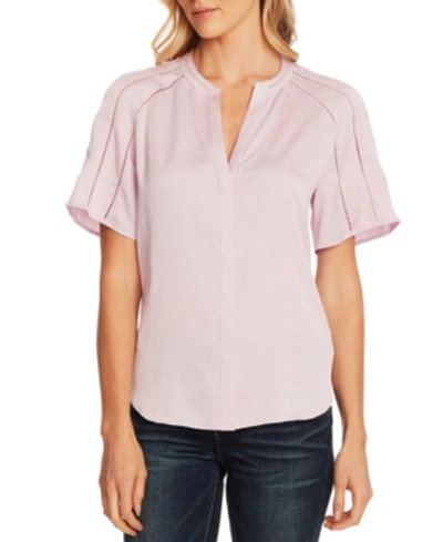 Vince Camuto Crochet Detail Rumple Satin Blouse In Ice Pink