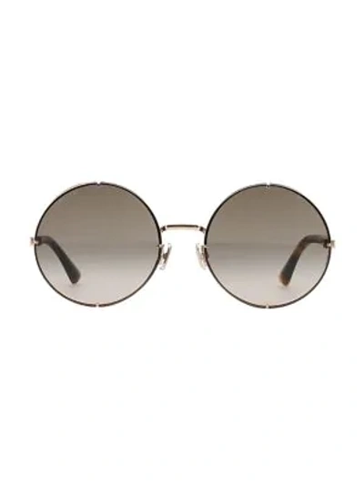 Jimmy Choo Lilo Rose Gold Metal Round Sunglasses With Grey-shaded Gold Mirror Lenses In Gold Copper/brown Gradient