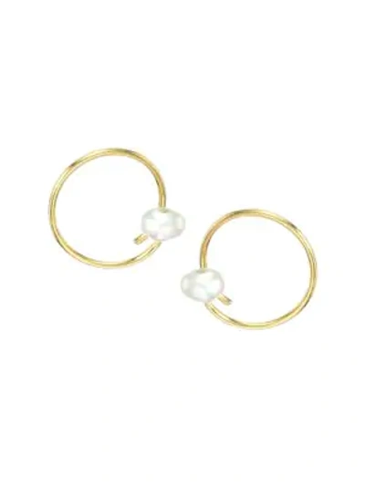 Chan Luu 18k Goldplated & 3-3.5mm Pearl Spiral Huggie Earring
