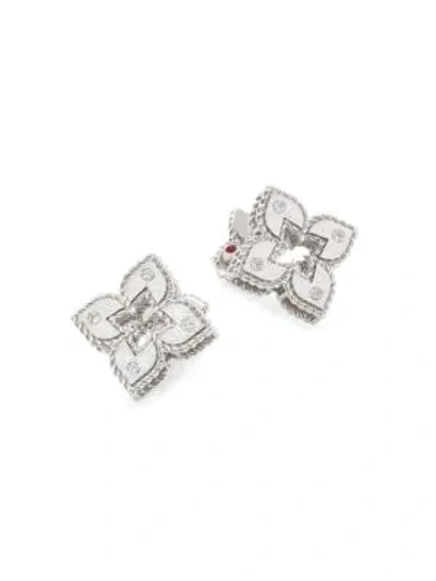 Roberto Coin Petite Venetian 18k White Gold & Diamond Stud Earrings