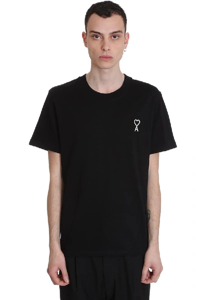 Ami Alexandre Mattiussi Logo-embroidered Cotton-jersey T-shirt In Black