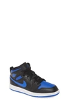 Jordan Kids' 1 Mid' Sneaker In Black/ Hyper Royal/ White