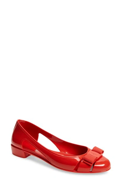 Ferragamo Jelly Cutout Ballerina Flat In Arid Coral