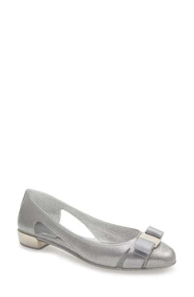 Ferragamo Salvatore  Jelly Cutout Ballerina Flat In Silver