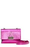 Off-white Binder Clip Metallic Leather Crossbody Bag In Fuchsia No Color