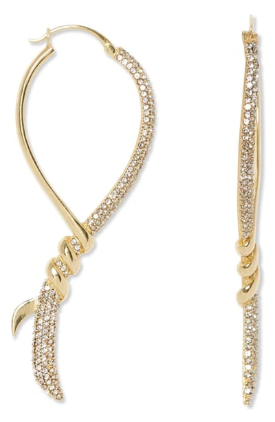 Vince Camuto Twist Linear Hoop Earrings In Gold/crystal