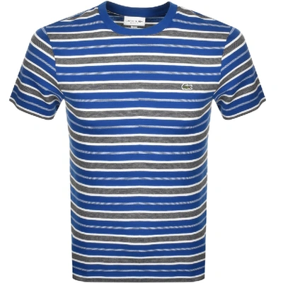 Lacoste Crew Neck Stripe T Shirt Blue