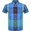 AQUASCUTUM AQUASCUTUM HENLAKE CHECK SHORT SLEEVE SHIRT BLUE,132583