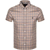 AQUASCUTUM AQUASCUTUM YORK CHECK SHORT SLEEVE SHIRT BROWN,132573