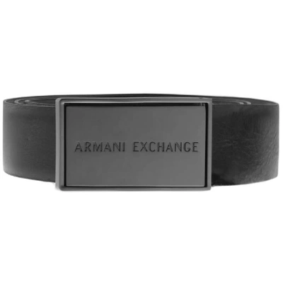 Armani Exchange Logo Plaque Buckle Reversible Belt In Black/brown In Black,brown