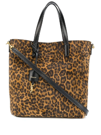 Saint Laurent Toy Leopard-print Tote Bag In Brown