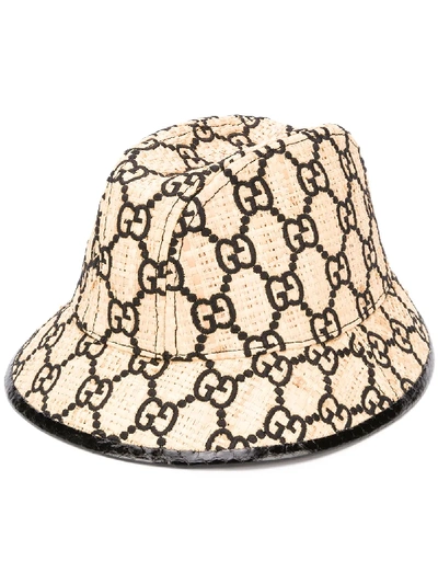 Gucci Gg Logo Bucket Hat In Neutrals