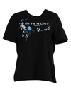 GIVENCHY BLACK AND BLUE FLORAL GRAPHIC T-SHIRT,4AC5A3AF-53EB-4F4C-578C-FE0F159659FD