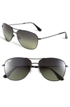 Maui Jim Cliff House 59mm Polarizedplus2 Metal Aviator Sunglasses In Gloss Black