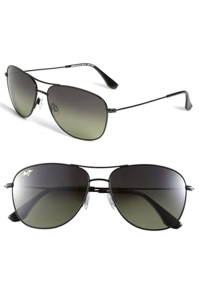 Maui Jim Cliff House 59mm Polarizedplus2 Metal Aviator Sunglasses In Gloss Black