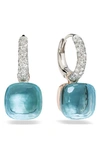 POMELLATO NUDO BLUE TOPAZ & DIAMOND HOOP DROP EARRINGS,O.B401/B9O6OY