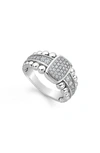 Lagos Sterling Silver Caviar Spark Diamond Ring In Silver/ Diamond