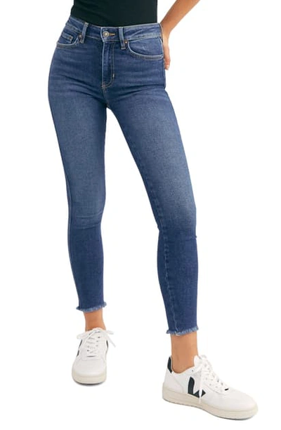 Free People High Waist Raw Hem Ankle Denim Leggings In Capri Blue