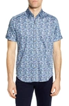 ROBERT GRAHAM WEAVER TRIM FIT MEDALLION PRINT SHORT SLEEVE BUTTON-UP SHIRT,MS202134TF