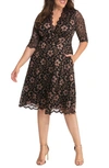 Kiyonna Plus Womens Lace Floral Cocktail And Party Dress In Rose Gold