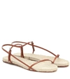 THE ROW BARE LEATHER AND RAFFIA SANDALS,P00447004