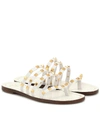 Valentino Garavani Rockstud Flair Flat Cage Thong Sandals In Bianco