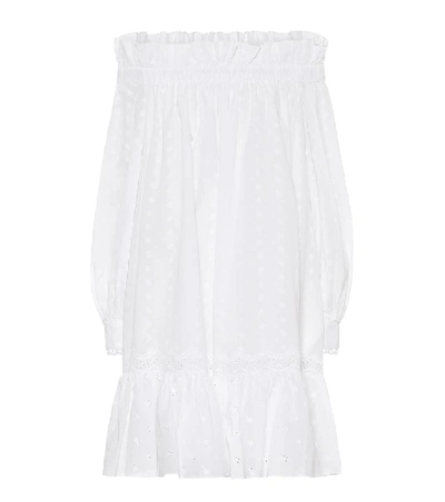 Erdem Blanca Off-the-shoulder Embroidered Cotton-voile Mini Dress In White