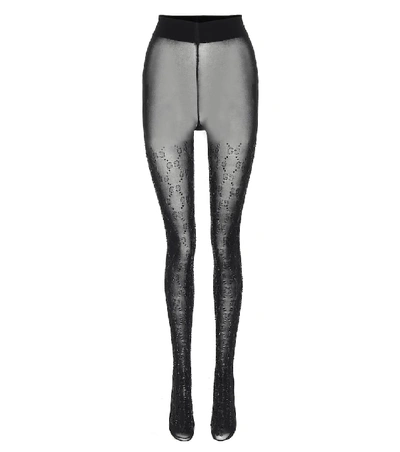 Gucci Embellished Gg Tights In Black