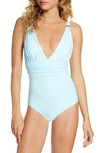 Melissa Odabash Panarea Shirred One-piece Swimsuit In Sky