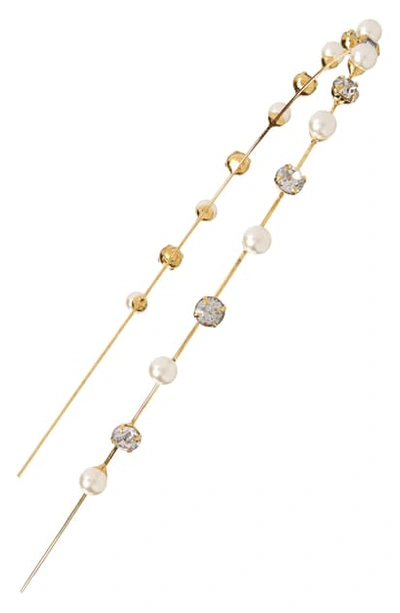 Jennifer Behr Ines Imitation Pearl And Crystal Headband In Purple