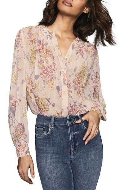 Reiss Handan Romantic Floral Print Blouse In Pink Base Floral Print