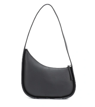 The Row Half Moon Leather Shoulder Bag In Black