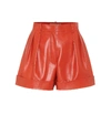 VALENTINO HIGH-RISE WIDE-LEG LEATHER SHORTS,P00462524