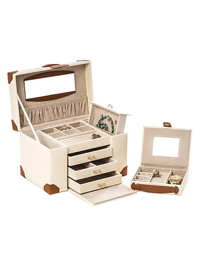 Bey-berk 4-level Multi-compartment Leather Jewelry Box In Ivory