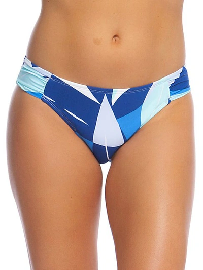 La Blanca Palm-print Hipster Swim Bottoms In Blue