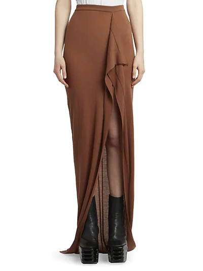 Rick Owens Soft Grace Cashmere Knit Maxi Skirt In Rust